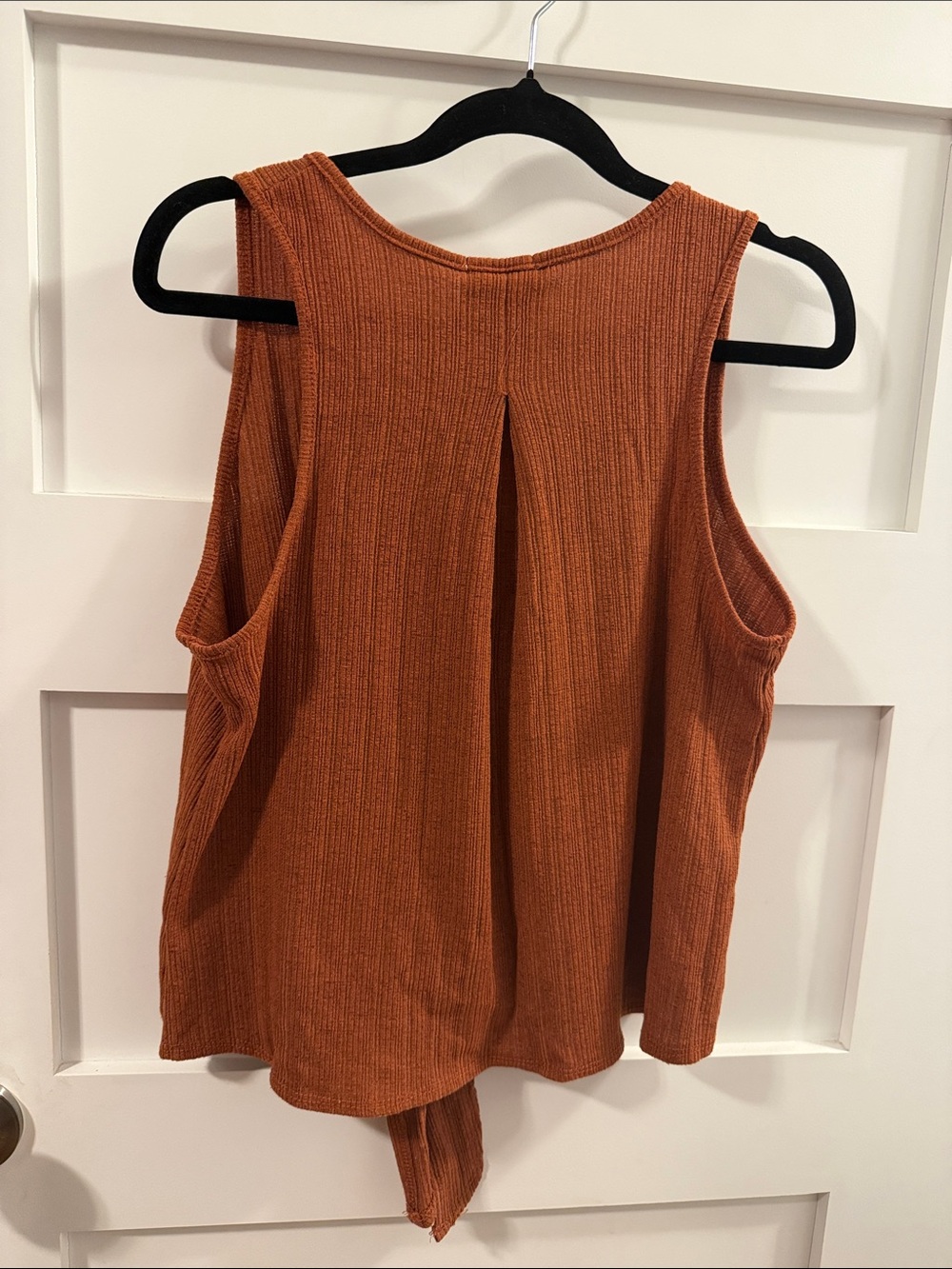 Sienna Sky Rust Ribbed Button-Front Tie Tank - Picture 3 of 3
